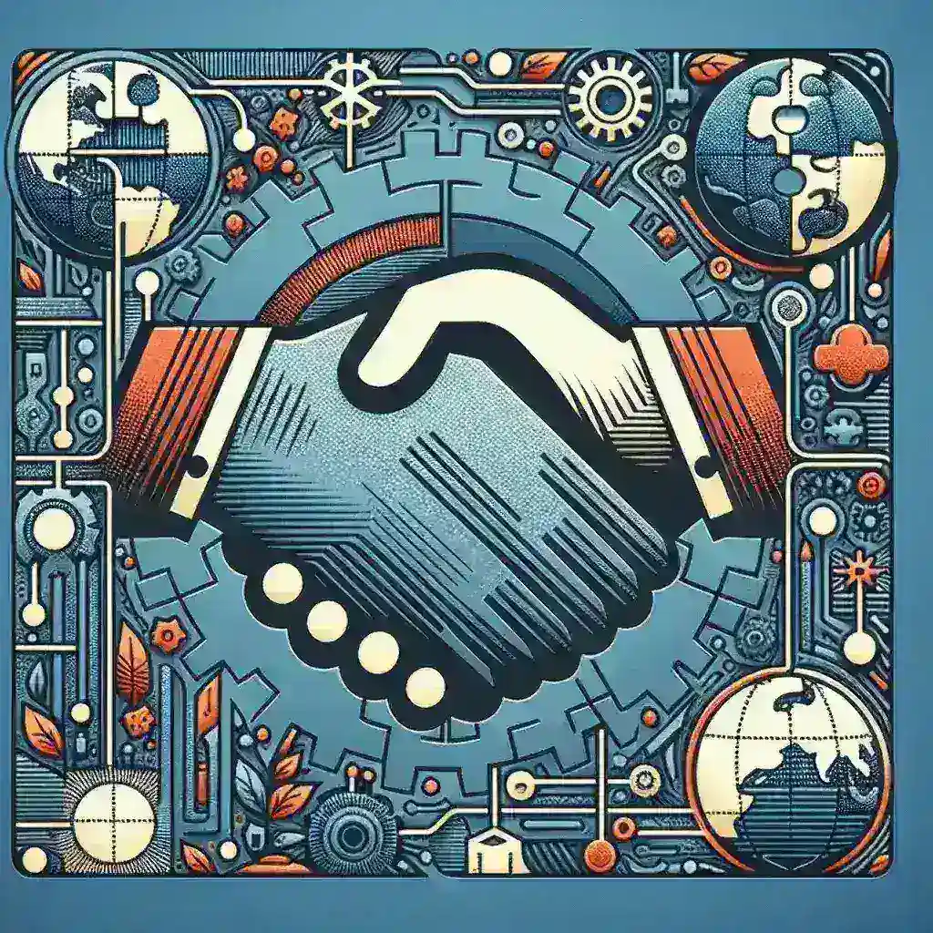 "Infographic illustrating key concepts of international mergers and acquisitions agreements in the guide 'Acordos de Fusões e Aquisições Internacionais: O Guia Completo.'"